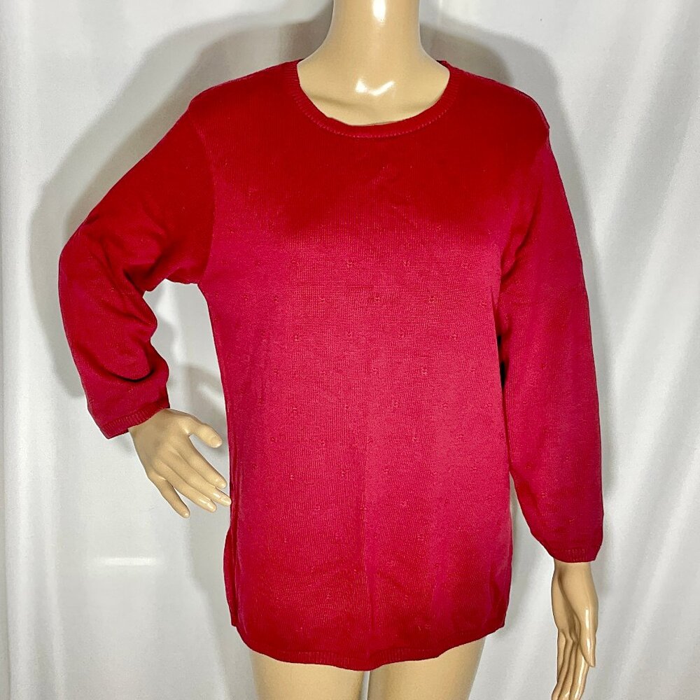 Cherokee Sweater XL USA Made 100% Cotton Red Knit